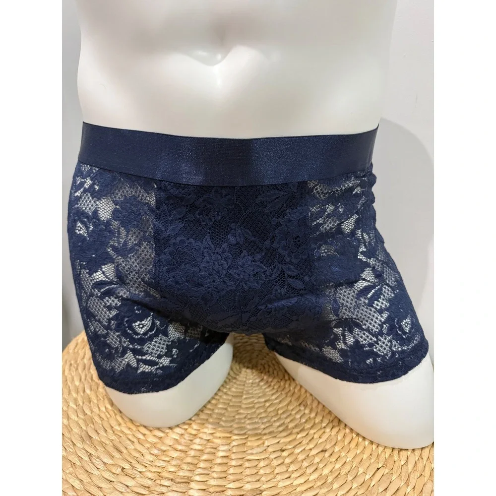 Cosabella Never Say Never Form Classic Trunk Navy Blue Lace Boxer Brief Men L
